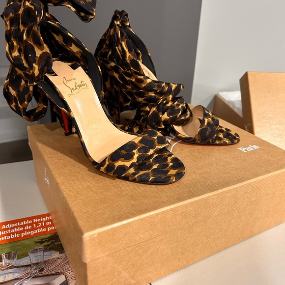Christian Louboutin Animal Print Heels with Bow - Picture 1 of 6